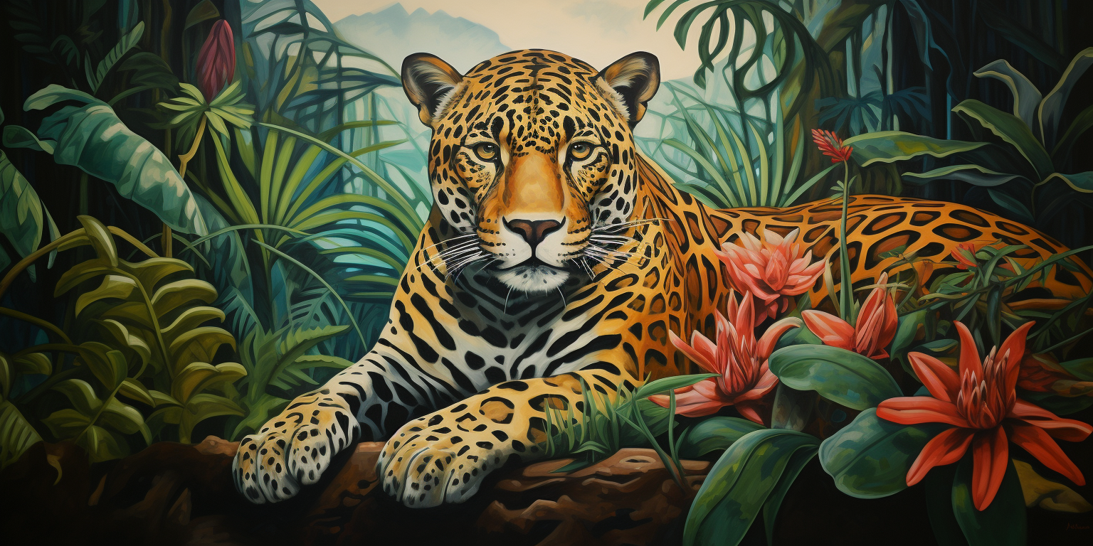 orangesnowman_a_primitivist_painting_of_jaguar_laying_amongst__7647b885-a2fc-49da-a784-159084d67d23.png